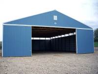 60x80x16 post-frame agricultural building in Chicora, PA - open doors